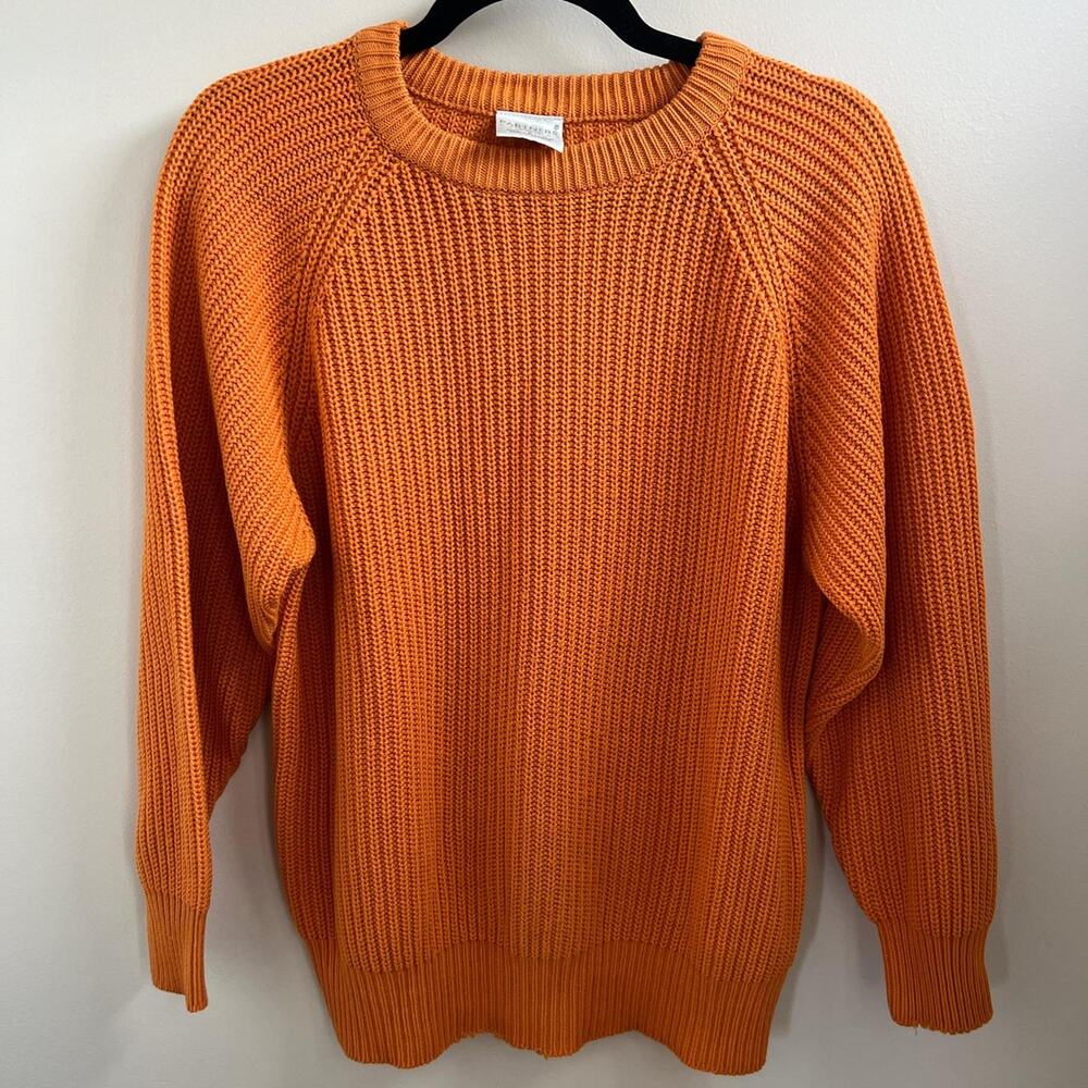 Vintage Orange oversized knit sweater grunge autumn Partners Mervyns small